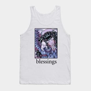 Angel and Kitten #1 - Quote - Blessings - Black Outlined Version Tank Top